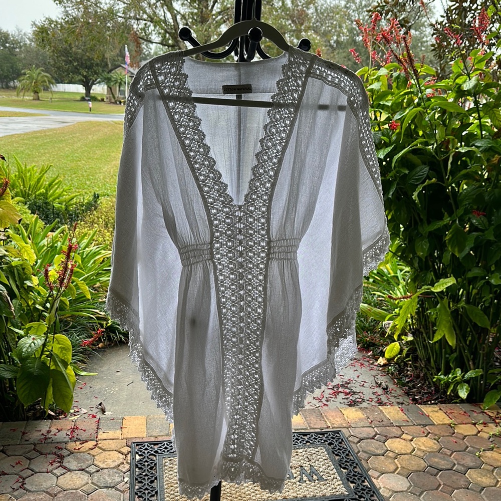 NWOT white Cotton Natural Cover Up crochet large nwot - beach pool